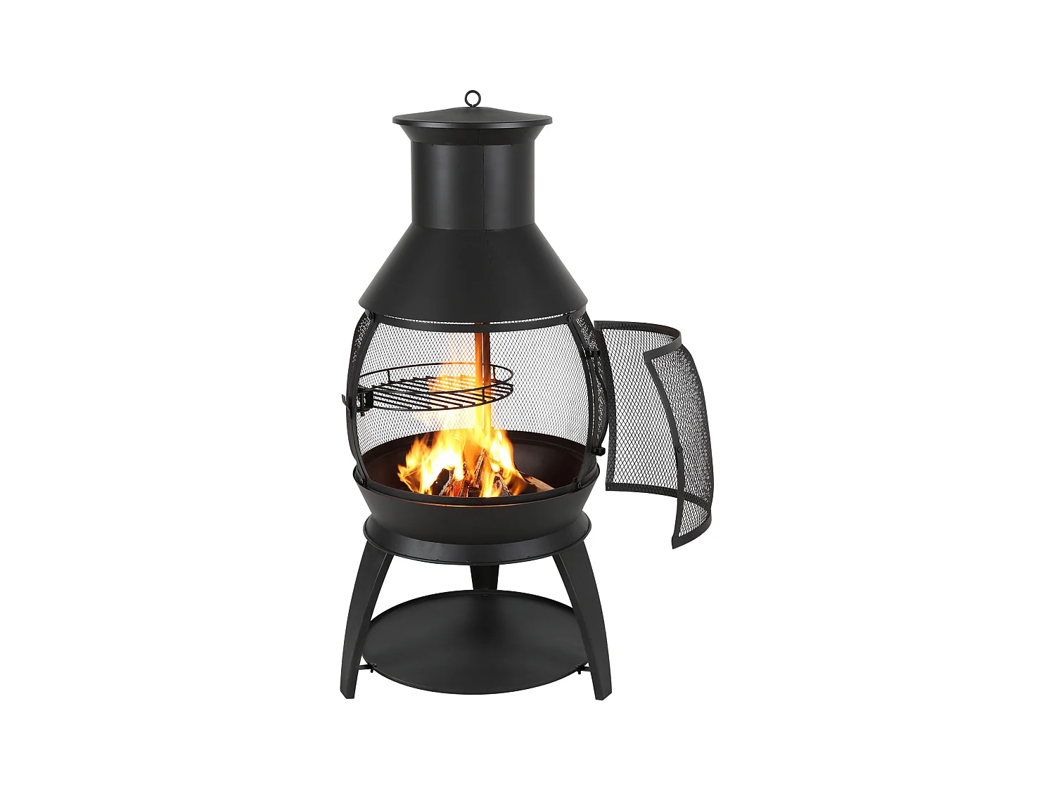 Camino Esterno SucceBuy, in Ferro di 56 cm, con Griglia e Coperchio di Camino, per Raduni in Giardino, Campeggio e Feste all'Aperto