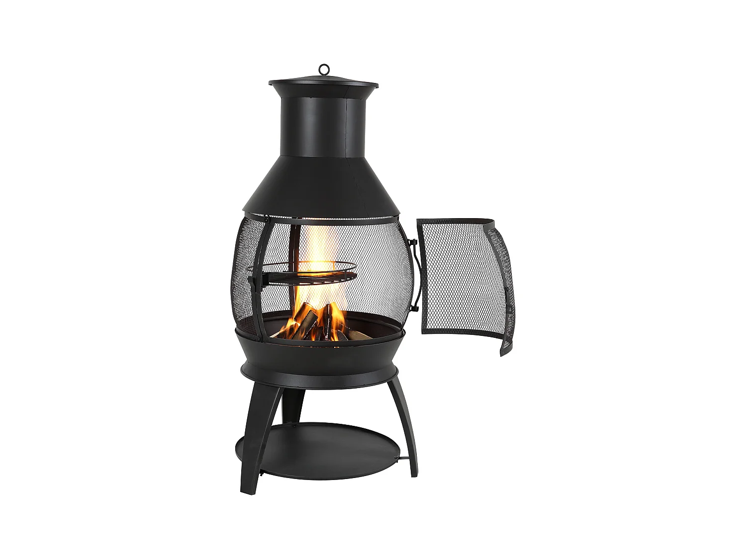 Camino Esterno SucceBuy, in Ferro di 56 cm, con Griglia e Coperchio di Camino, per Raduni in Giardino, Campeggio e Feste all'Aperto