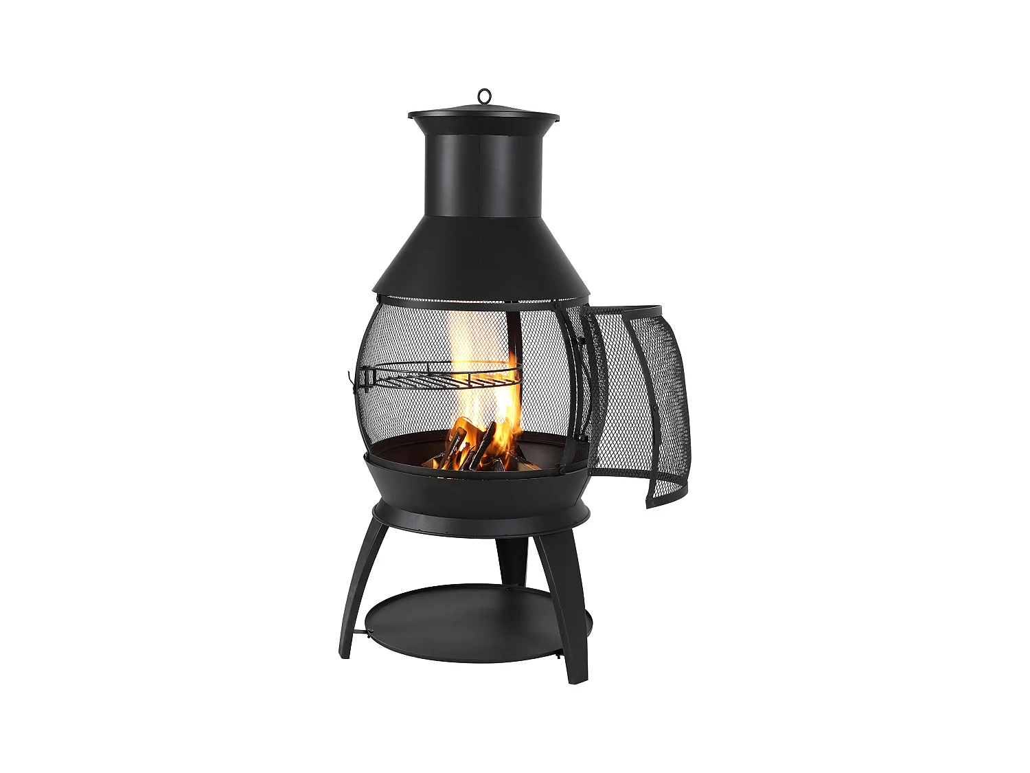 Cheminée d'Extérieur SucceBuy, en Fer de 56 cm, avec Grille et Couvercle de Cheminée, pour Rassemblements dans le Jardin, Camping et Fêtes en Plein Air