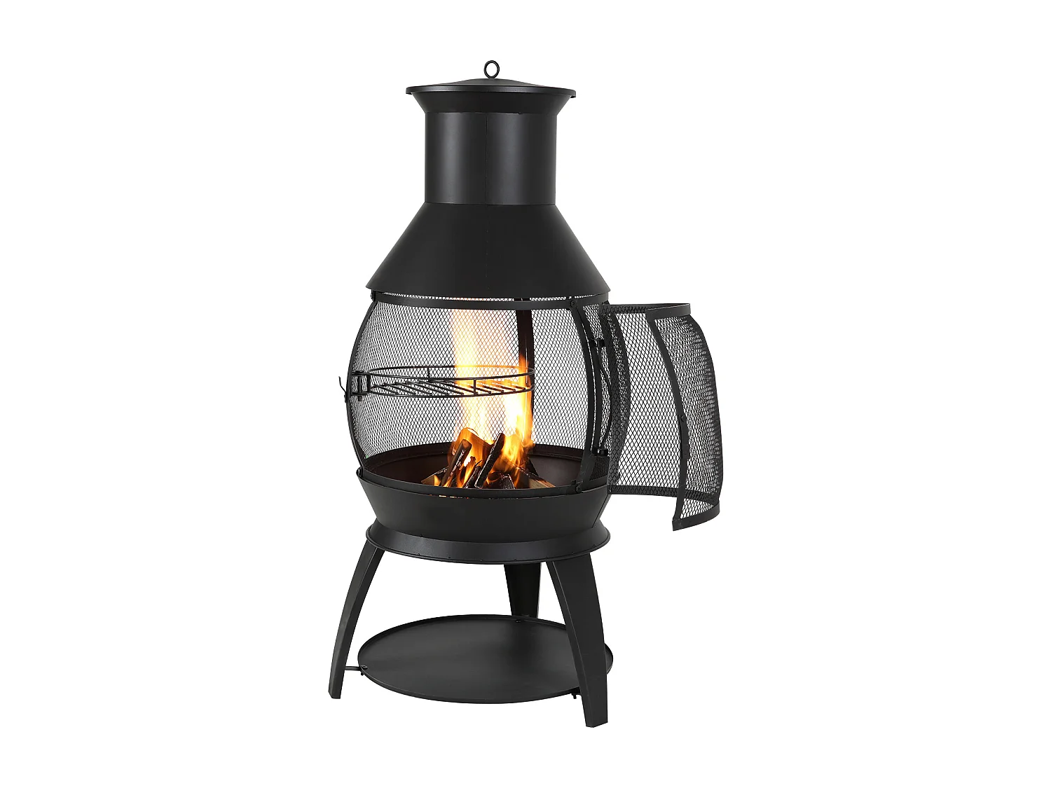 Cheminée d'Extérieur SucceBuy, en Fer de 56 cm, avec Grille et Couvercle de Cheminée, pour Rassemblements dans le Jardin, Camping et Fêtes en Plein Air