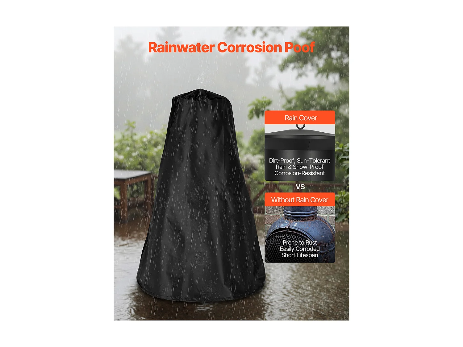 Cheminée d'Extérieur SucceBuy, en Fer de 56 cm, avec Grille et Couvercle de Cheminée, pour Rassemblements dans le Jardin, Camping et Fêtes en Plein Air