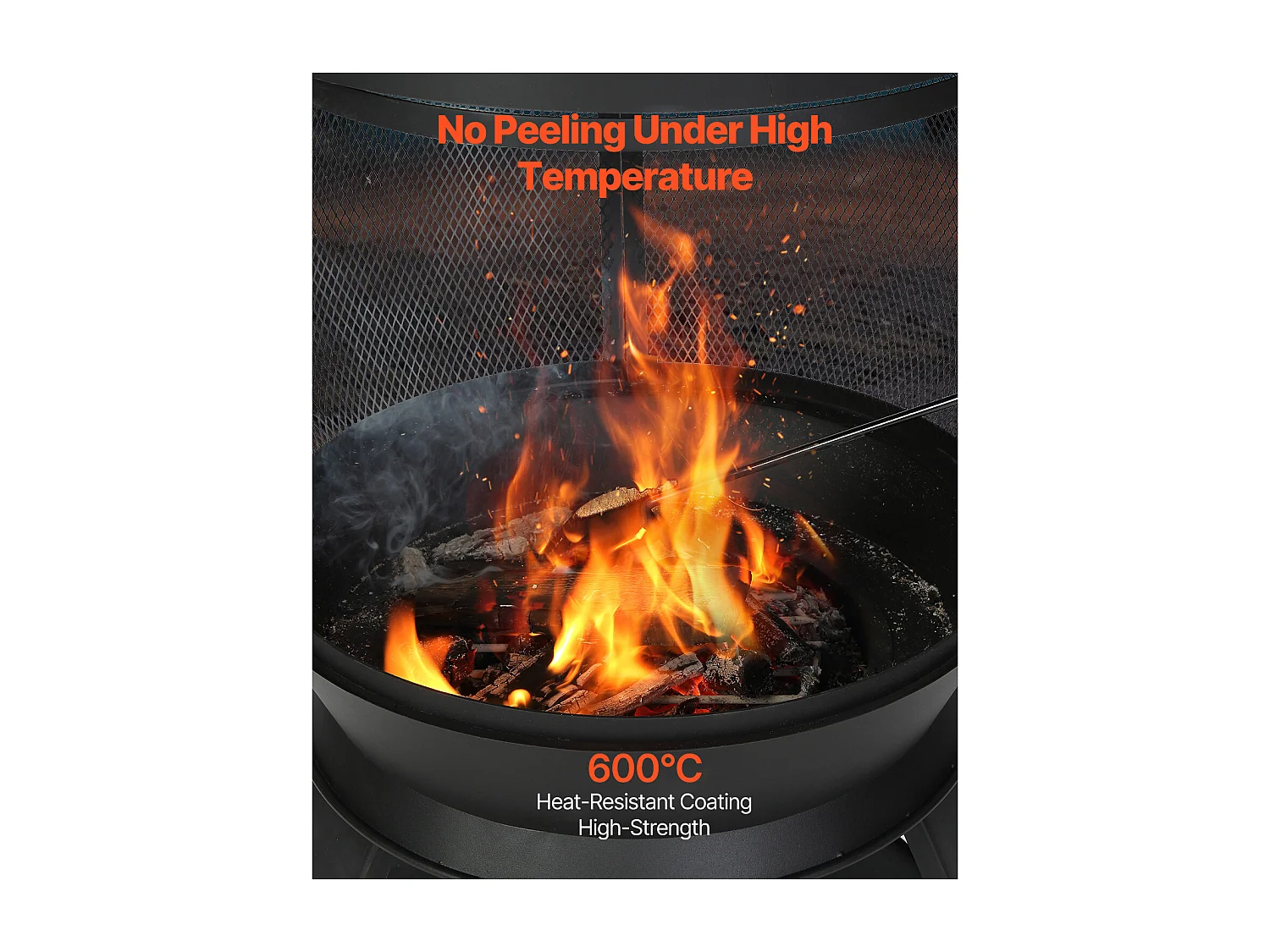 Cheminée d'Extérieur SucceBuy, en Fer de 56 cm, avec Grille et Couvercle de Cheminée, pour Rassemblements dans le Jardin, Camping et Fêtes en Plein Air