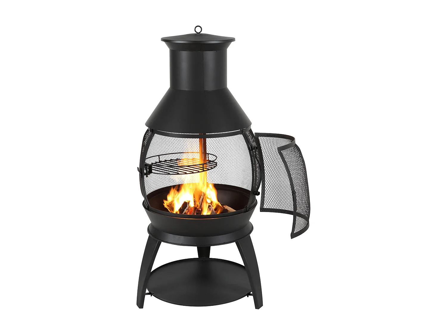 Cheminée d'Extérieur SucceBuy, en Fer de 56 cm, avec Grille et Couvercle de Cheminée, pour Rassemblements dans le Jardin, Camping et Fêtes en Plein Air