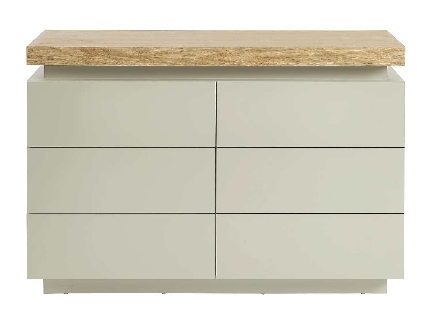 Commode – 6 tiroirs – MDF laqué – Avec LEDs – Coloris : Naturel et Beige - HALO