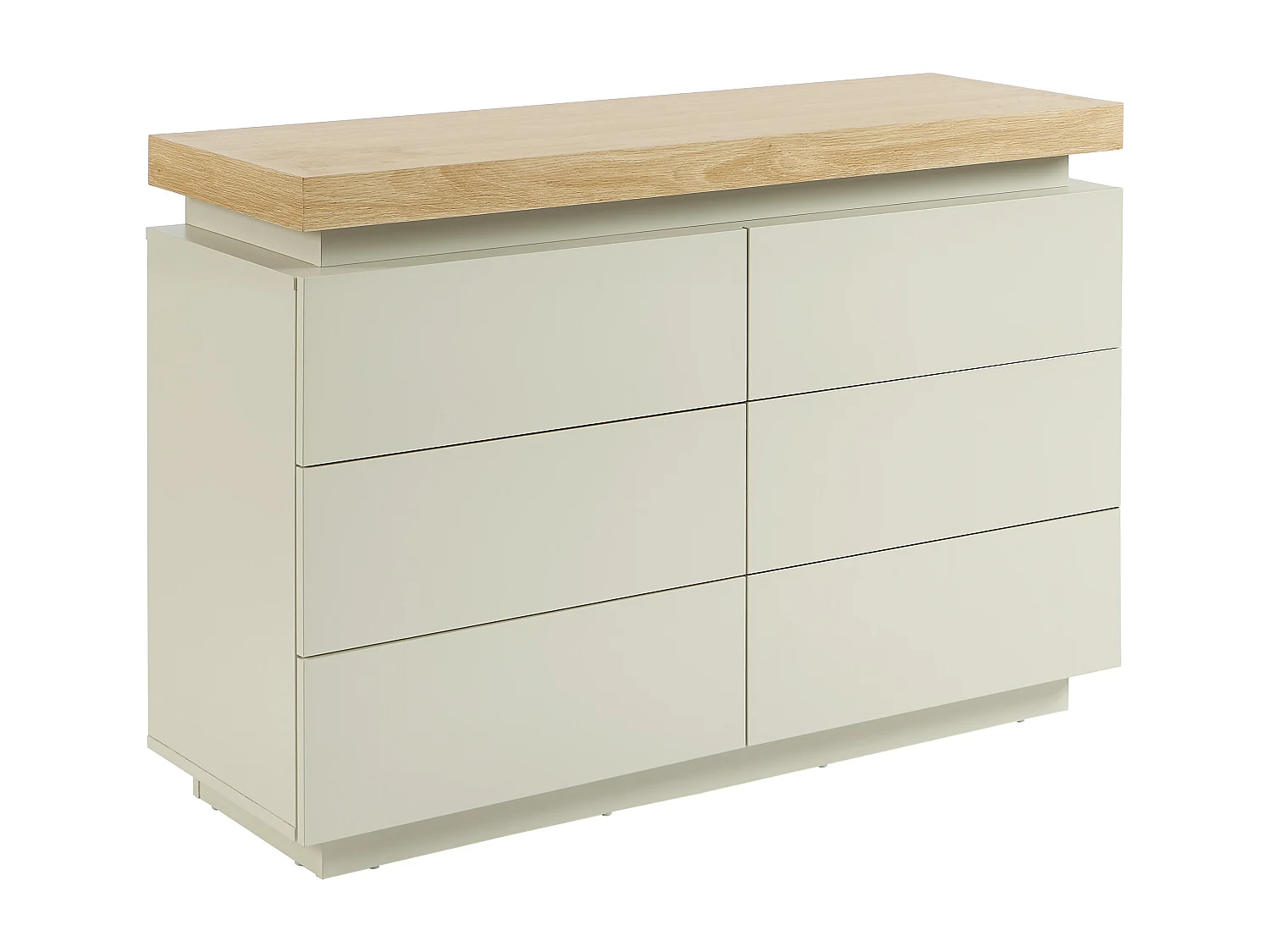 Commode – 6 tiroirs – MDF laqué – Avec LEDs – Coloris : Naturel et Beige - HALO