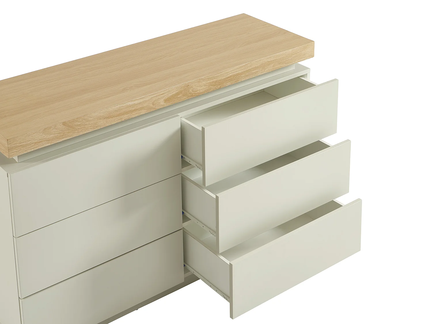 Commode – 6 tiroirs – MDF laqué – Avec LEDs – Coloris : Naturel et Beige - HALO