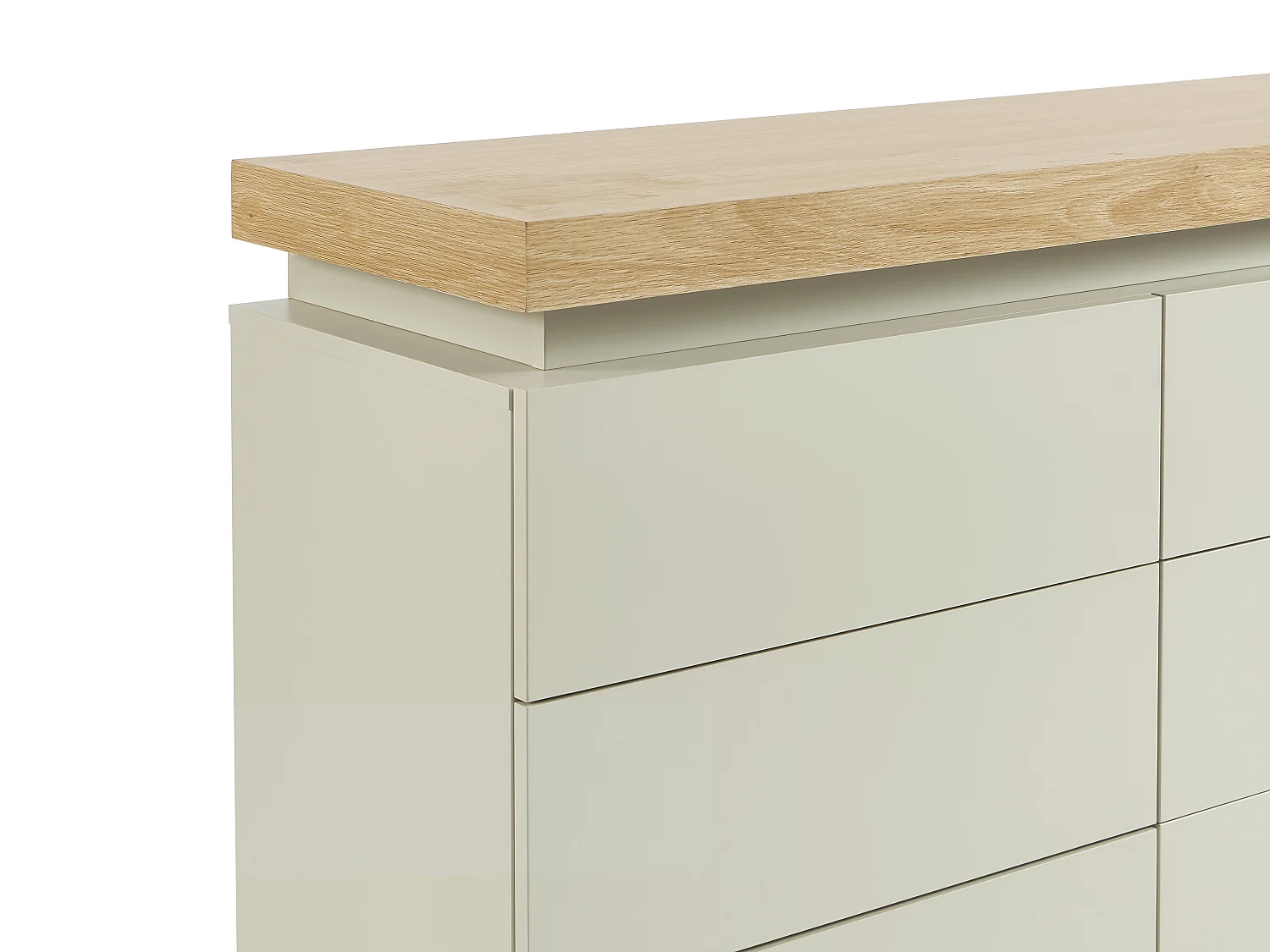 Commode – 6 tiroirs – MDF laqué – Avec LEDs – Coloris : Naturel et Beige - HALO
