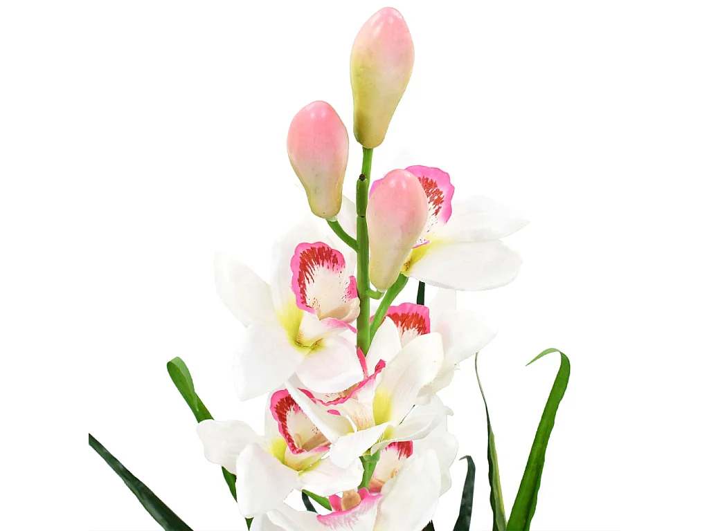 Planta orquídea cymbidium artificial com vaso 100 cm verde PT706689