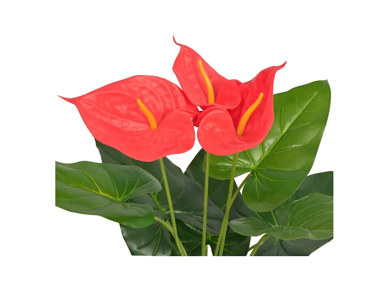 Planta antúrio artificial com vaso 45 cm vermelho e amarelo PT706232