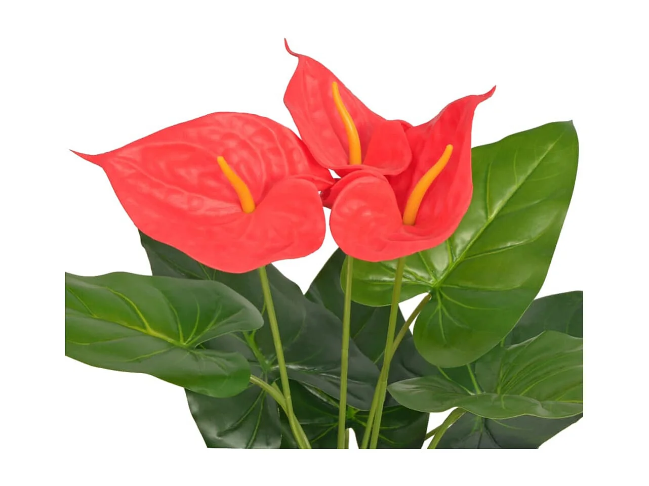 Planta antúrio artificial com vaso 45 cm vermelho e amarelo PT706232
