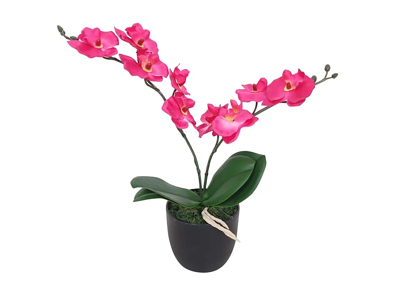 Planta orquídea artificial com vaso 30 cm vermelho PT222077