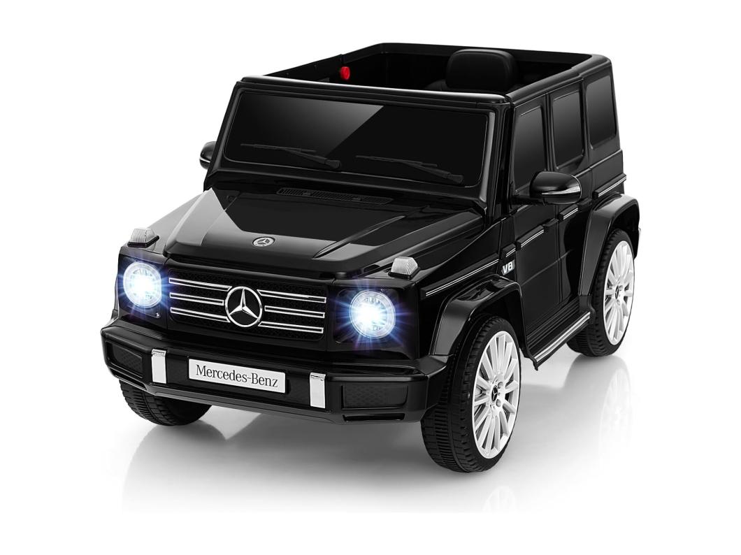 Voiture Électrique Enfants Mercedes-Benz G500 avec Télécommande 12V, Lumières LED & Musique, Démarrage Lent, Noir