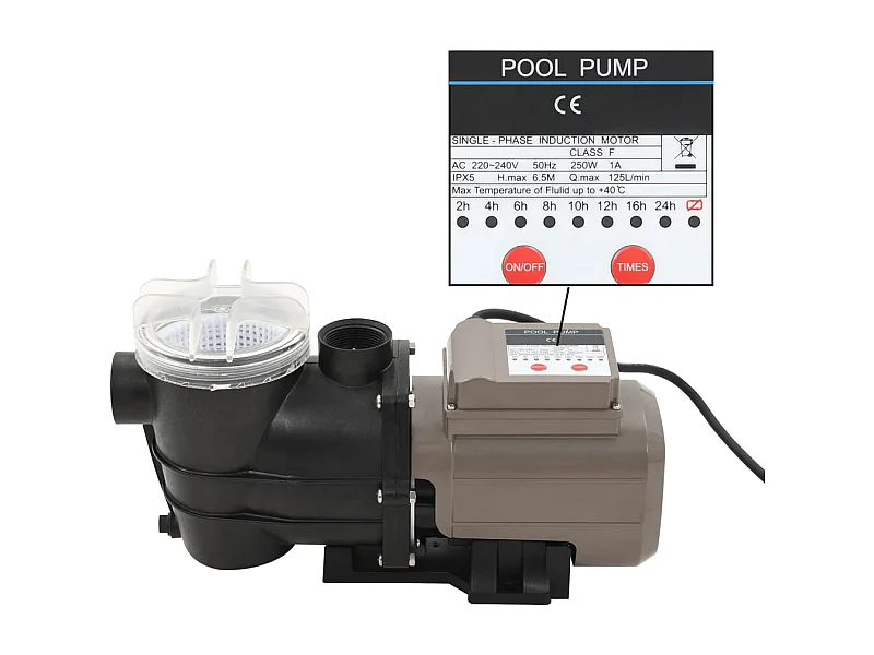 Pompe de piscine avec minuterie Noir 0,25 CH  8000 l / h FR821260