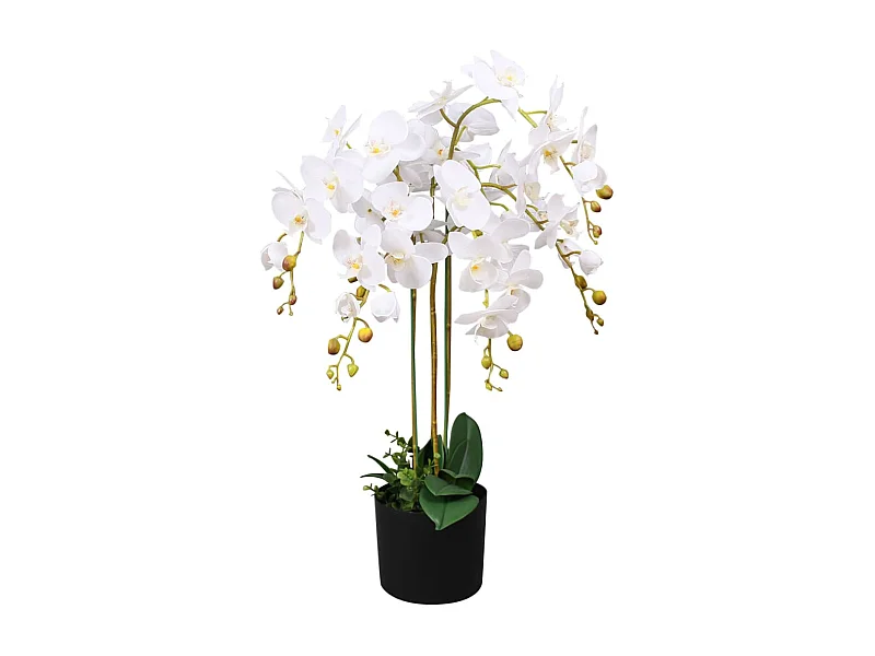 Planta orquídea artificial com vaso 75 cm branco PT193203