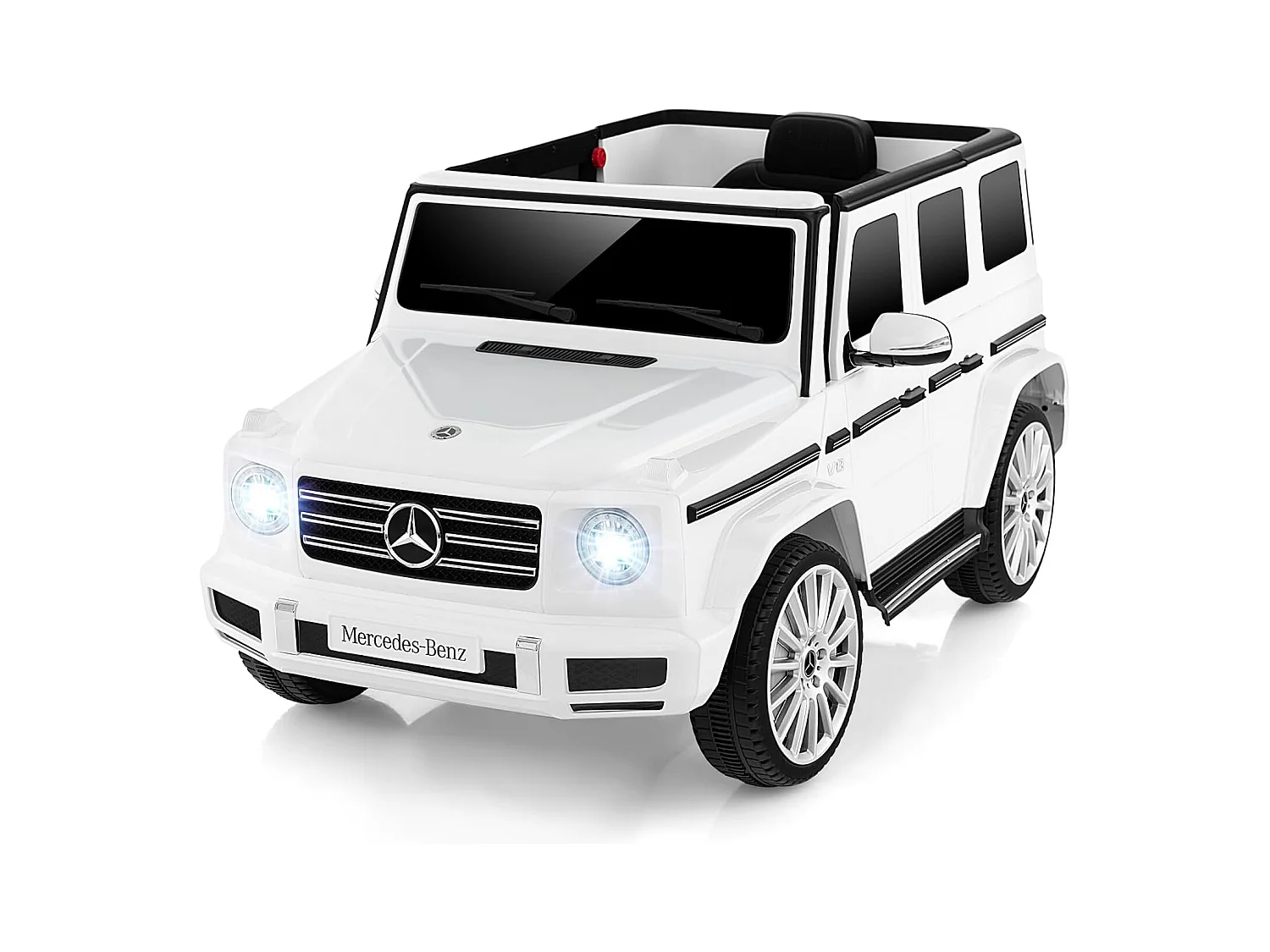 Voiture Électrique Enfants Mercedes-Benz G500 12V avec Télécommande, Musique, Klaxon, Phares LED - Blanc