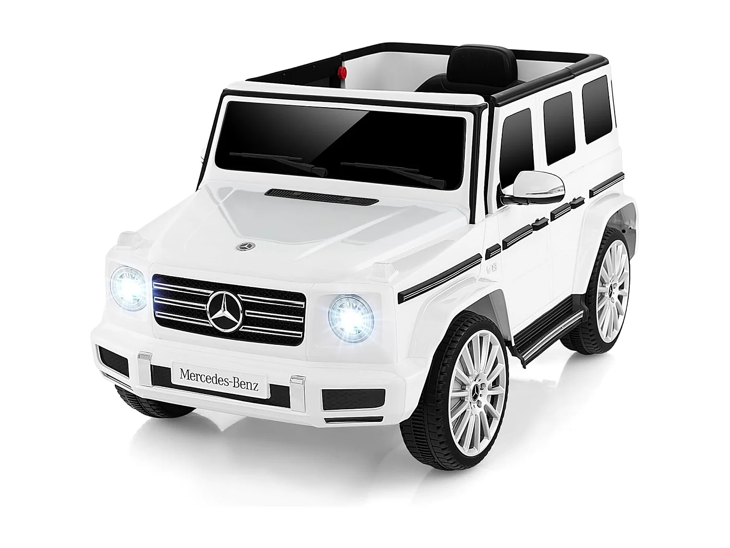 Voiture Électrique Enfants Mercedes-Benz G500 12V avec Télécommande, Musique, Klaxon, Phares LED - Blanc