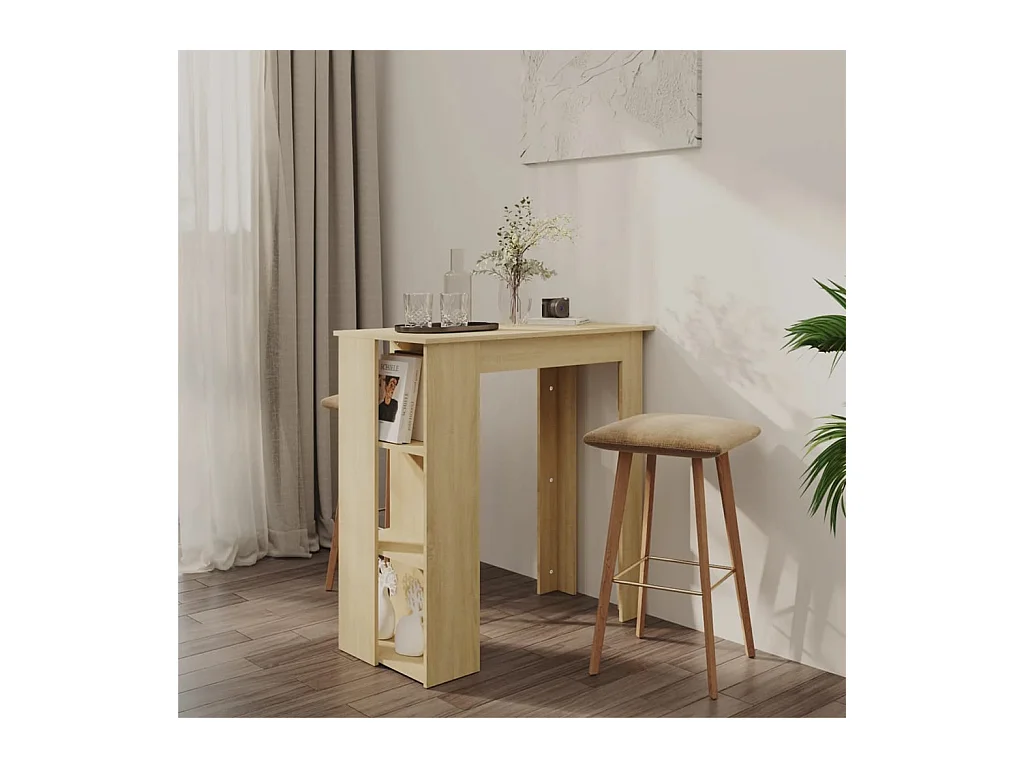 Meuble de bar avec étagère Chêne sonoma Bois d'ingénierie FR137461