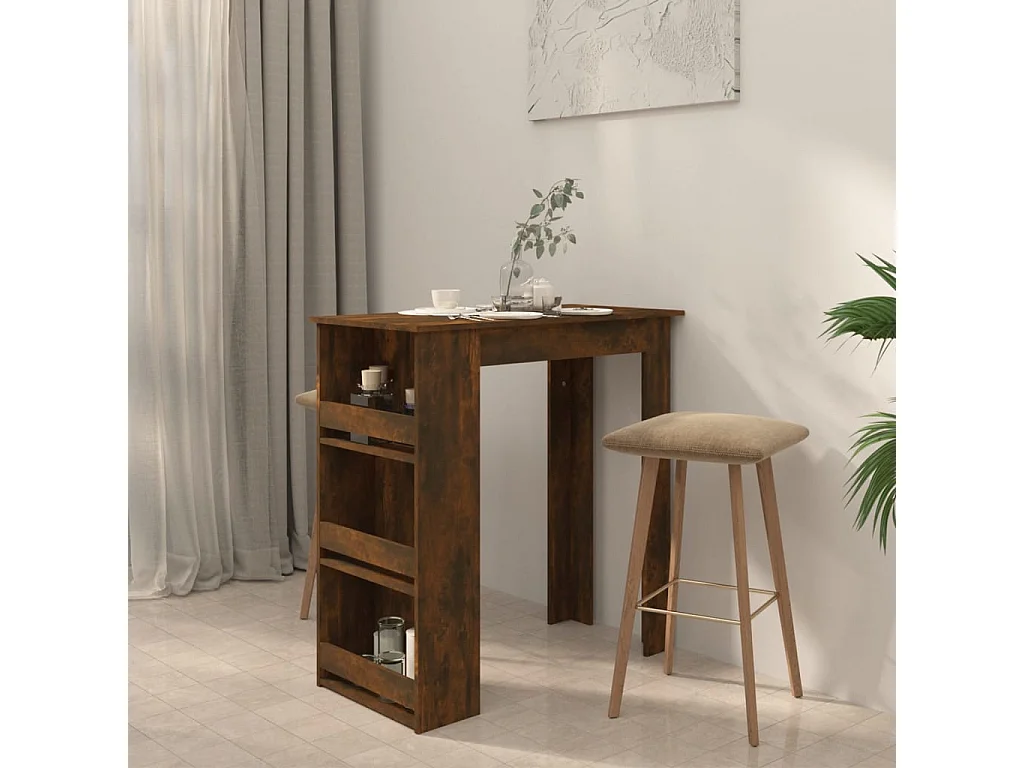 Meuble de bar et étagère de rangement Chêne fumé 102x50x103,5 cm FR935911