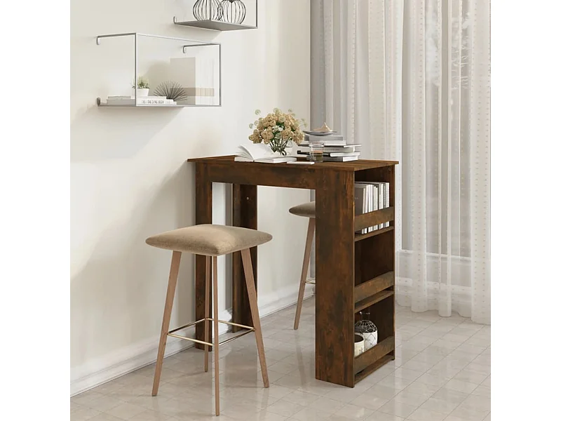 Meuble de bar et étagère de rangement Chêne fumé 102x50x103,5 cm FR935911