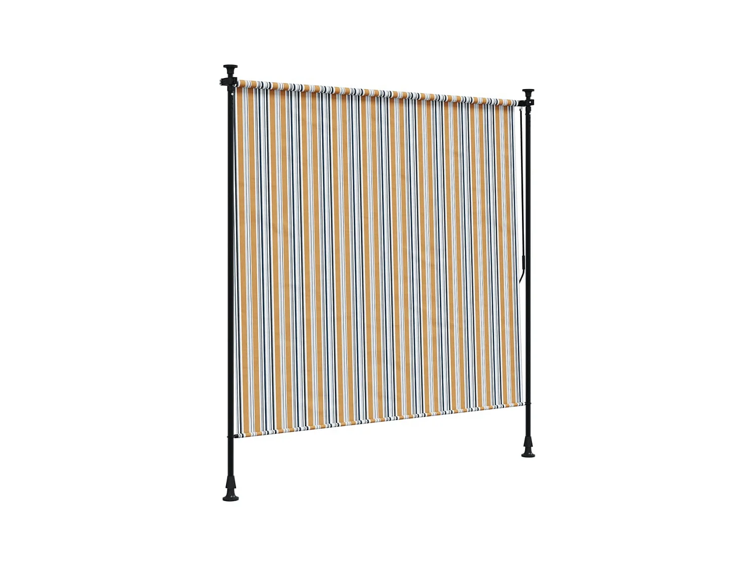 Store roulant d'extérieur jaune et blanc 150x270 cm tissu acier FR956707