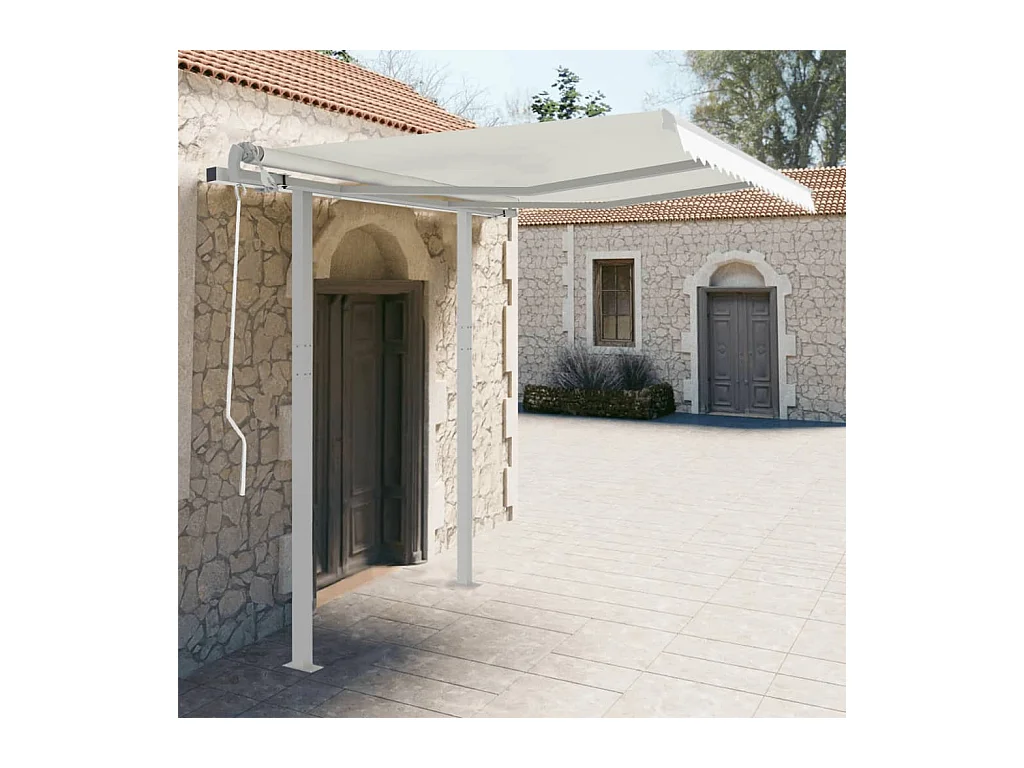 Jeu de poteaux d'Store banne blanc 300x245 cm fer FR796601