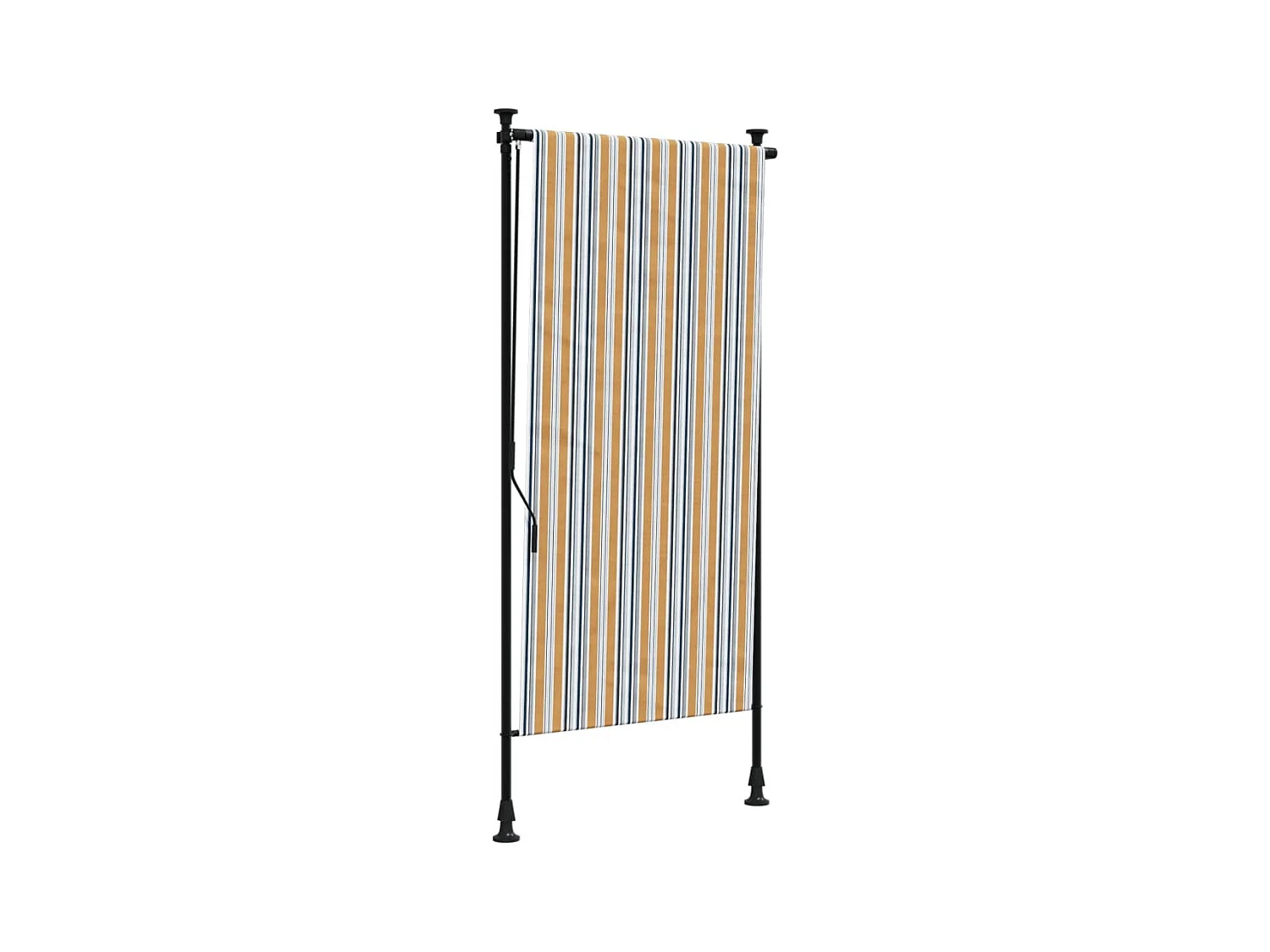 Store roulant d'extérieur jaune et blanc 120x270 cm tissu acier FR604321