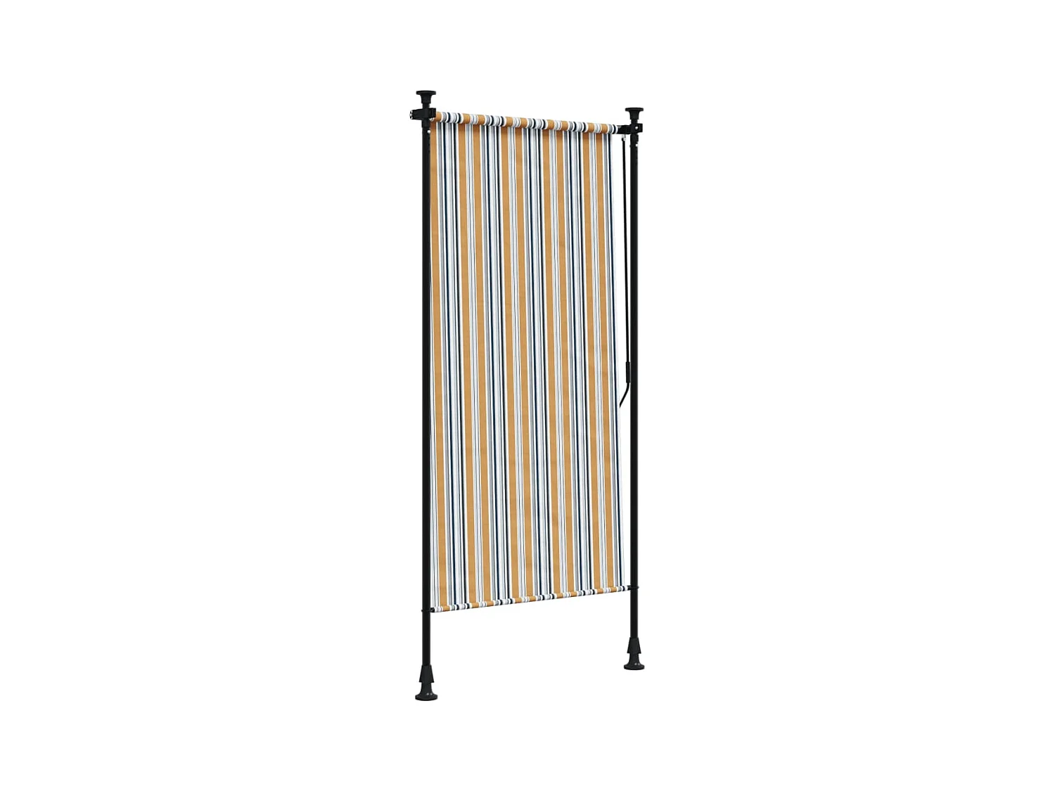 Store roulant d'extérieur jaune et blanc 120x270 cm tissu acier FR604321
