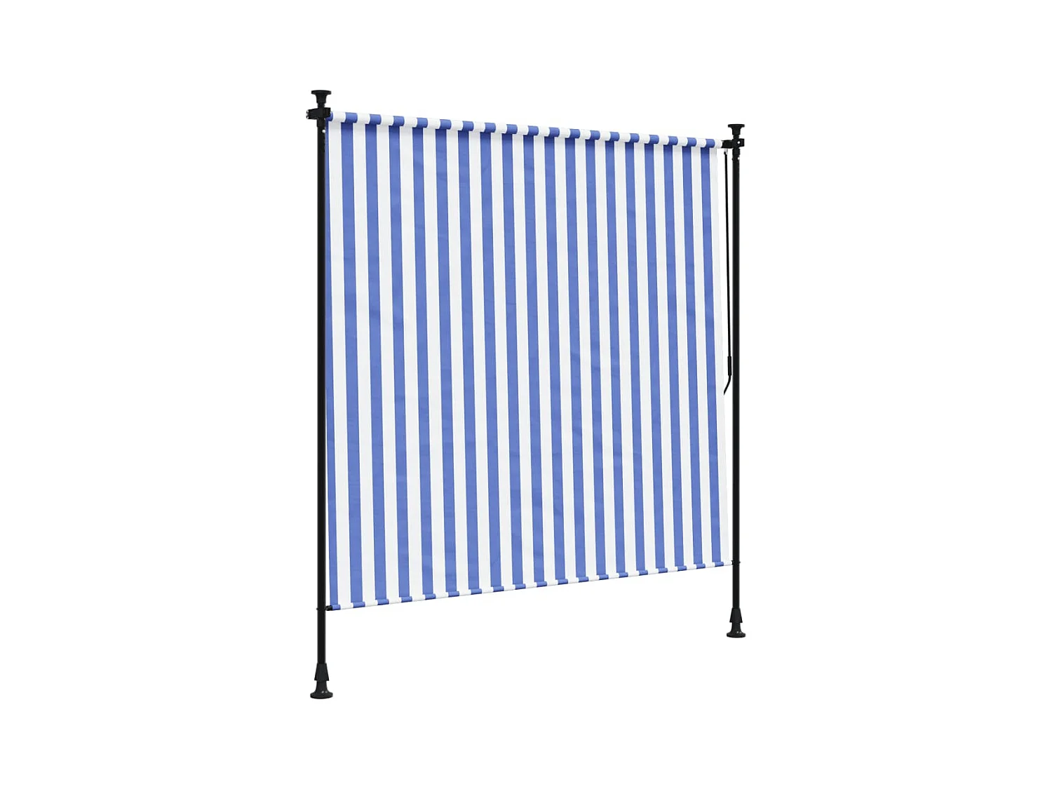 Store roulant d'extérieur bleu et blanc 200x270 cm tissu acier FR654827