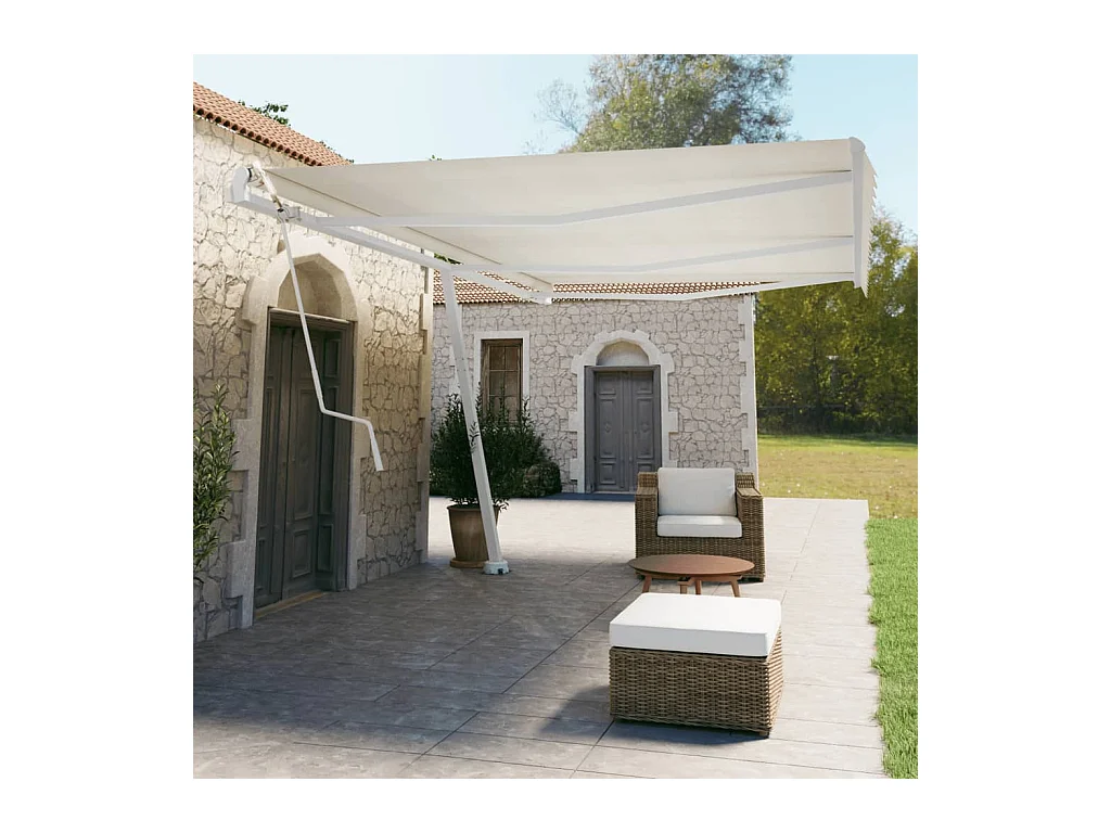 Jeu de poteaux d'Store banne blanc 600x245 cm fer FR327668