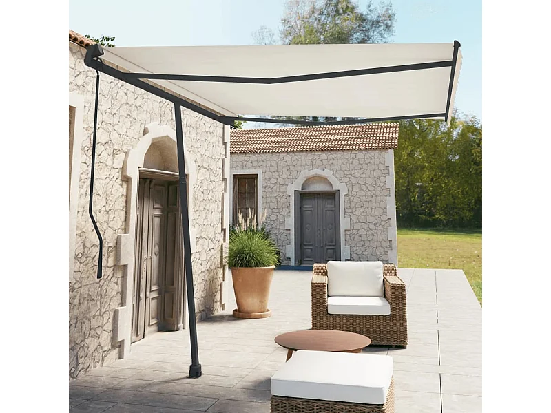 Jeu de poteaux d'Store banne anthracite 300x245 cm fer FR763925