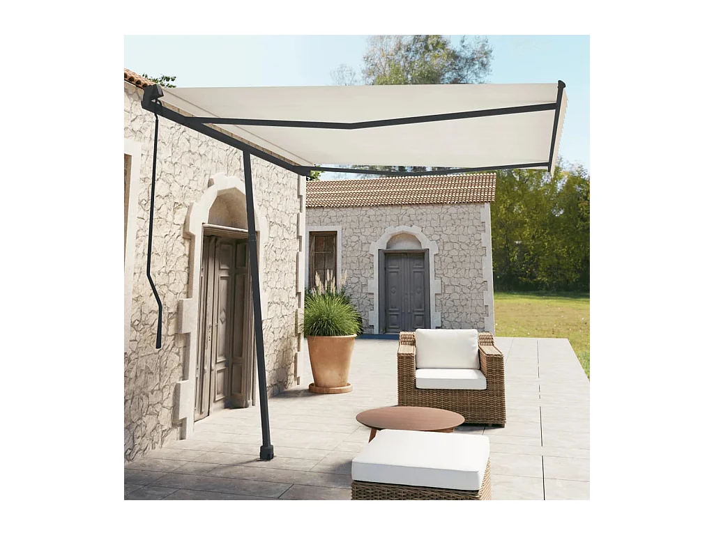 Jeu de poteaux d'Store banne anthracite 300x245 cm fer FR763925