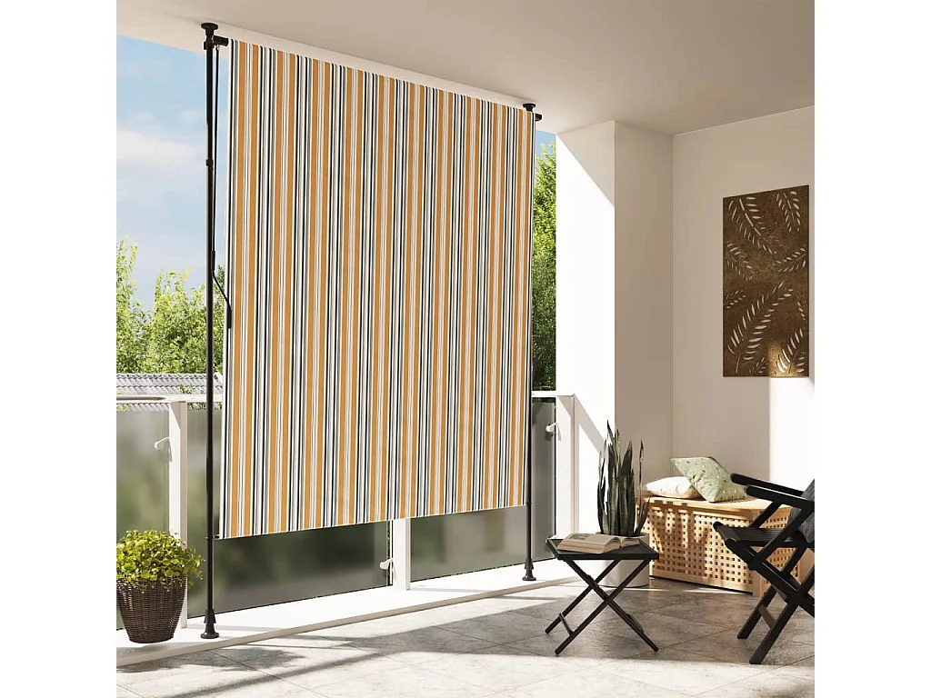 Estore de rolo exterior 200x270 cm tecido/aço amarelo e branco PT878182