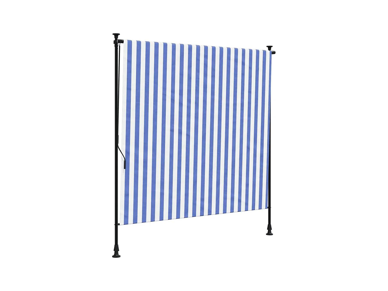 Store roulant d'extérieur bleu et blanc 150x270 cm tissu acier FR675840