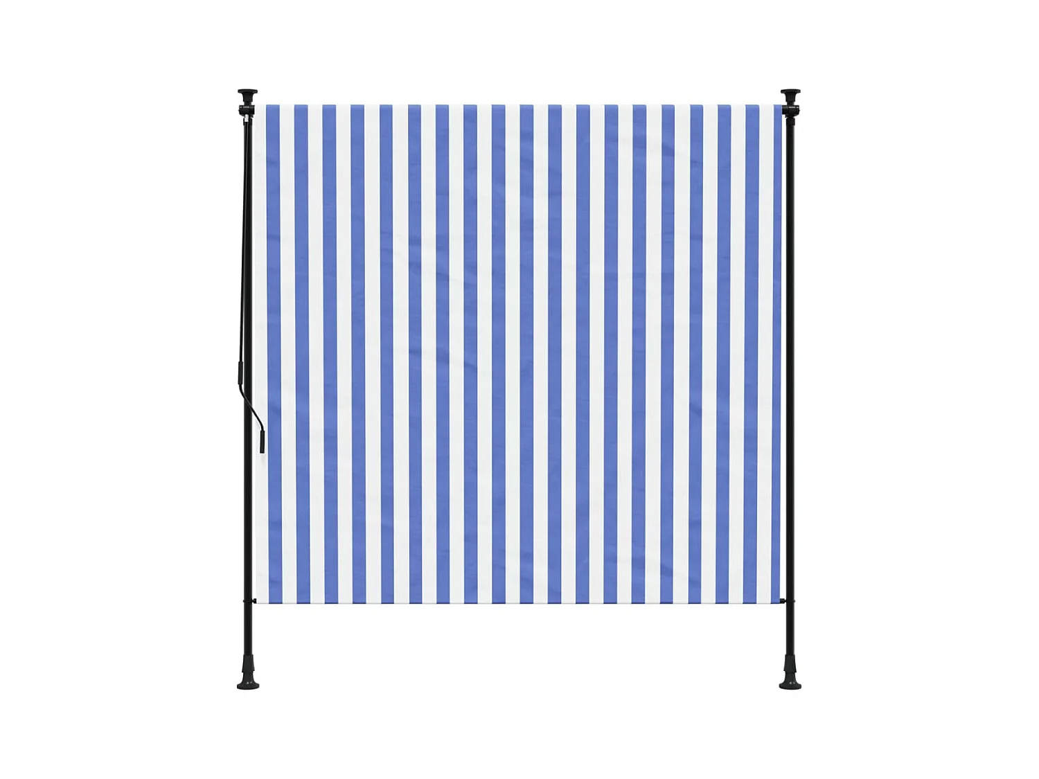 Store roulant d'extérieur bleu et blanc 150x270 cm tissu acier FR675840