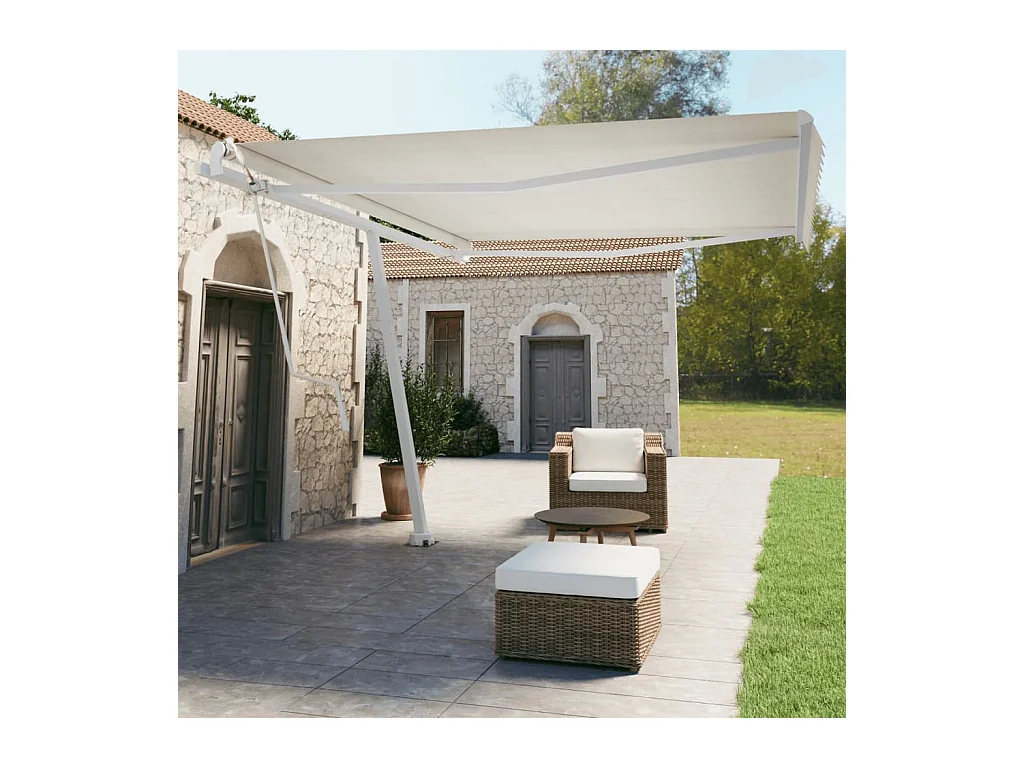 Jeu de poteaux d'Store banne blanc 450x245 cm fer FR174735