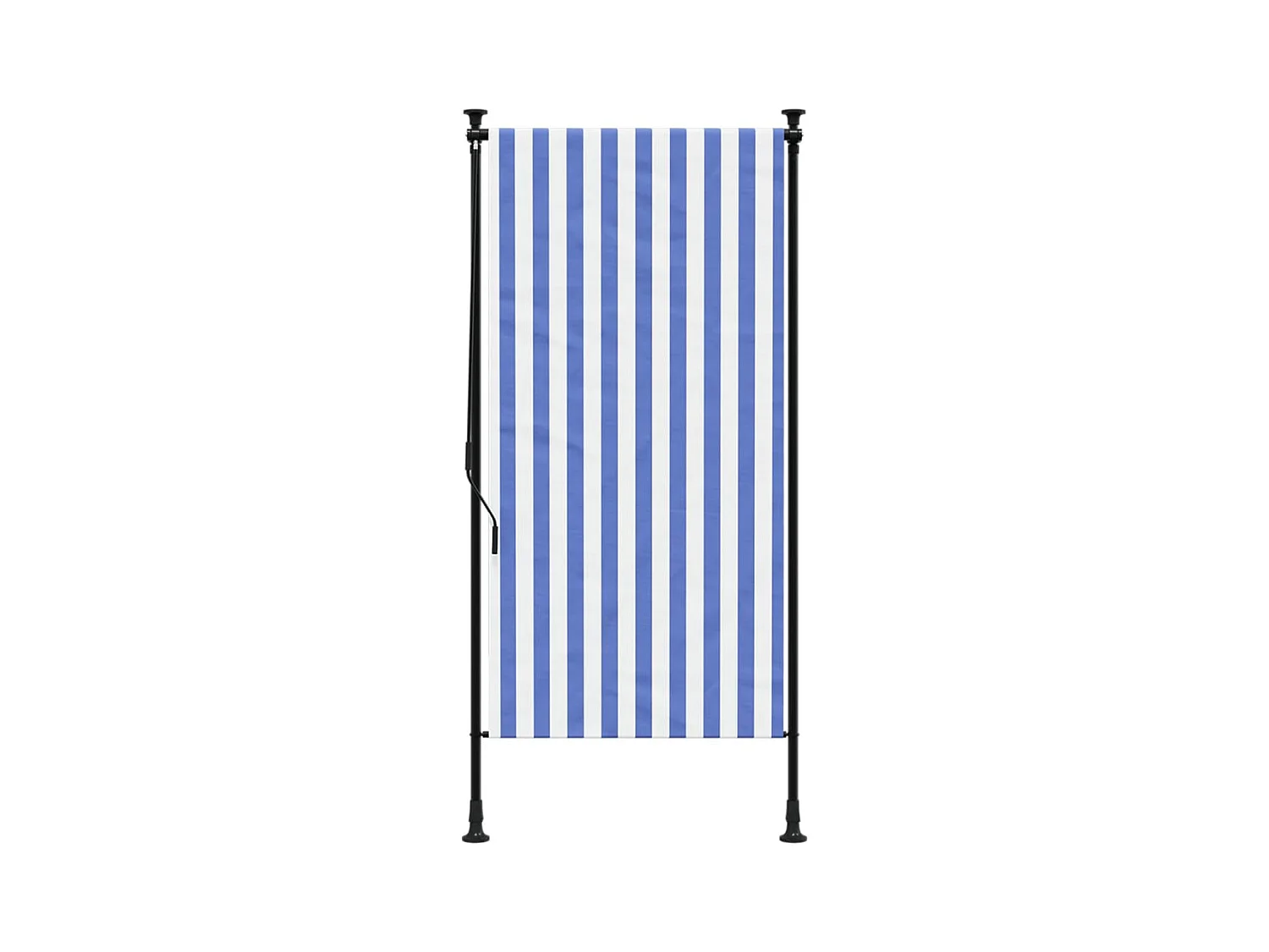 Store roulant d'extérieur bleu et blanc 120x270 cm tissu acier FR281523