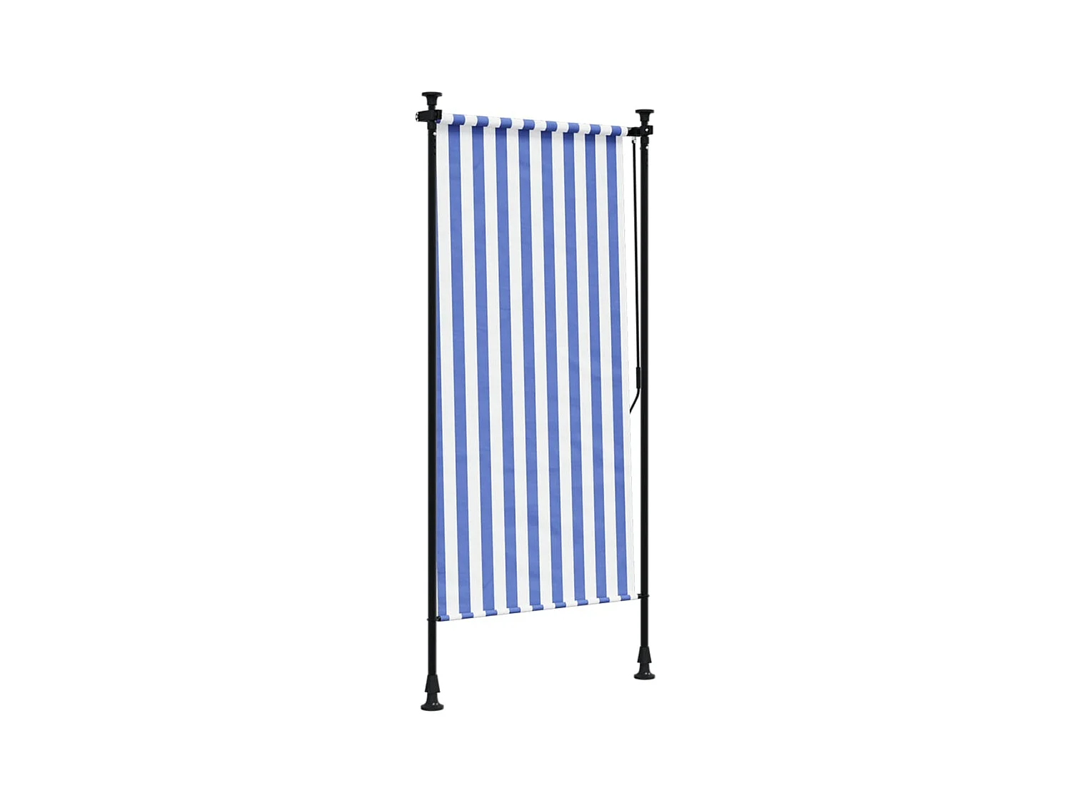Store roulant d'extérieur bleu et blanc 120x270 cm tissu acier FR281523