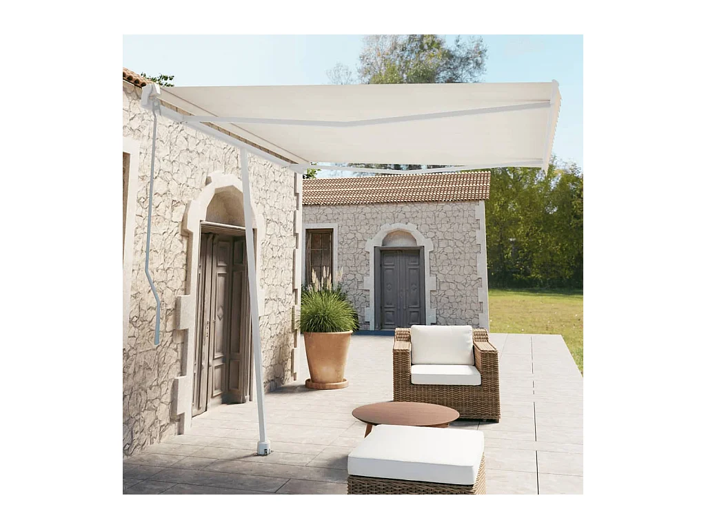 Jeu de poteaux d'Store banne blanc 300x245 cm fer FR205003