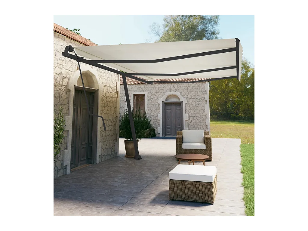 Jeu de poteaux d'Store banne anthracite 600x245 cm fer FR294001