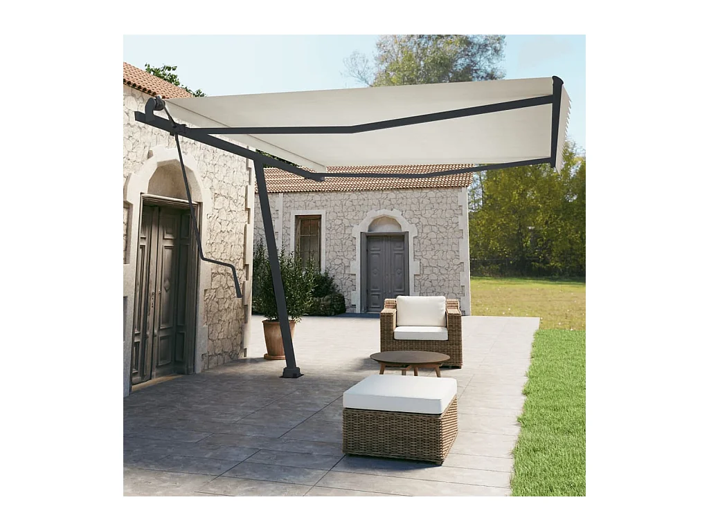 Jeu de poteaux d'Store banne anthracite 450x245 cm fer FR469956