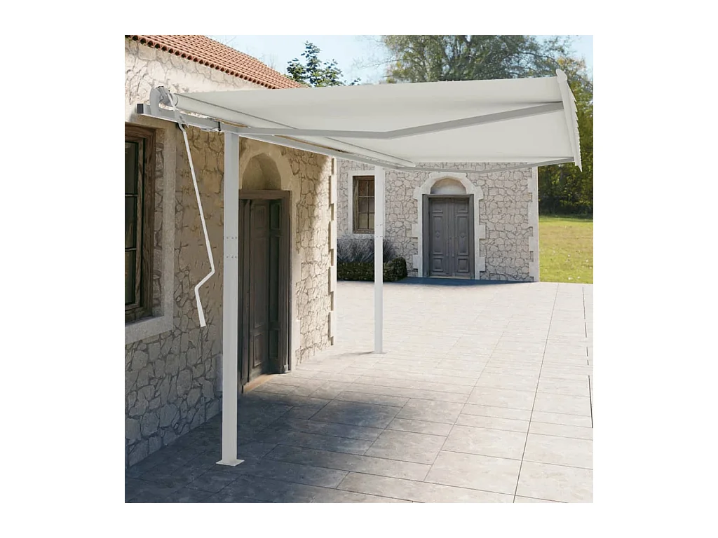 Jeu de poteaux d'Store banne blanc 450x245 cm fer FR134151
