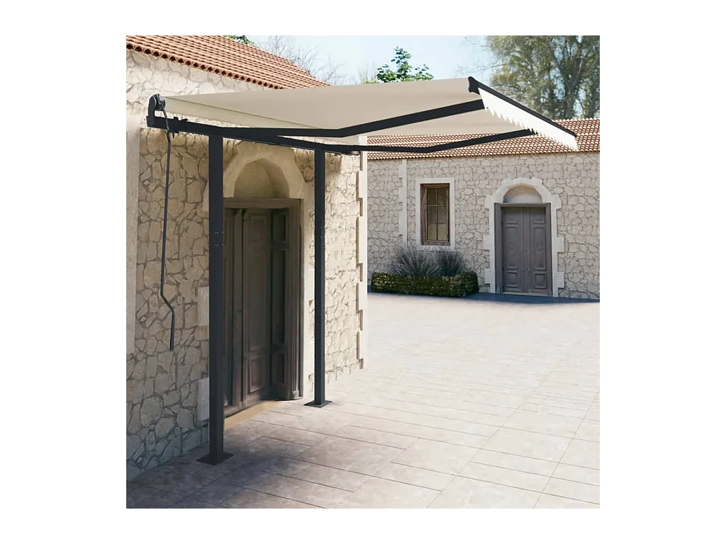 Jeu de poteaux d'Store banne anthracite 300x245 cm fer FR520064