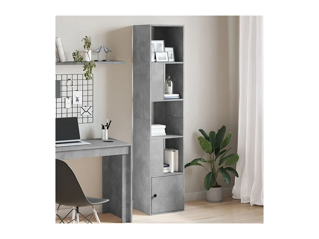 Biblioteca de madera de ingeniería gris hormigón 40x36x189 cm ES398551
