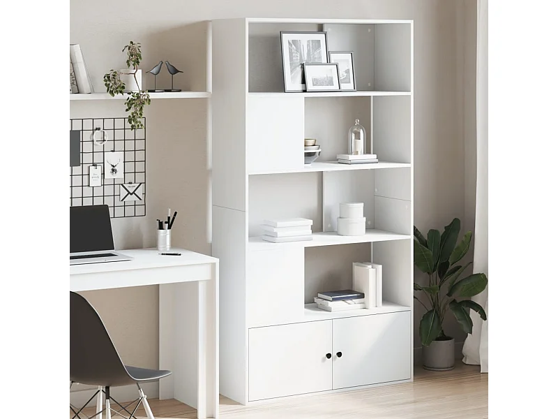 Biblioteca de madera de ingeniería blanca 100x36x189 cm ES543988