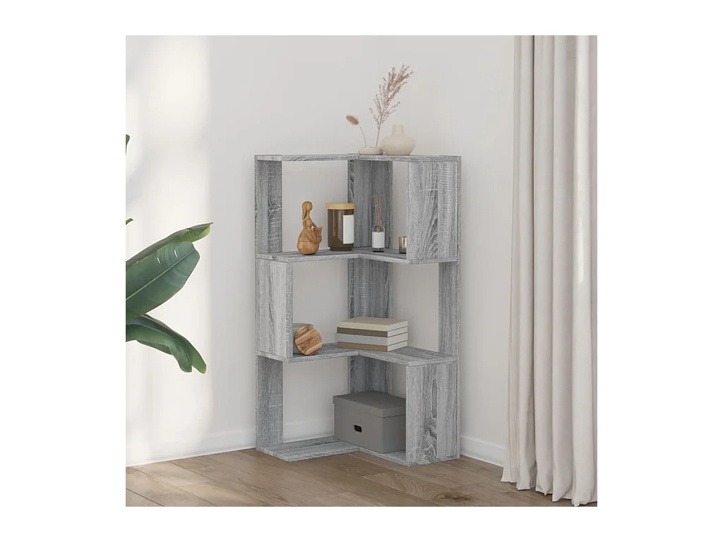 Biblioteca de esquina 3 niveles madera gris Sonoma 50x50x102 cm ES679945