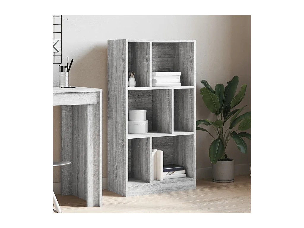 Biblioteca madera de ingeniería gris Sonoma 57x28,5x107,5 cm ES597784