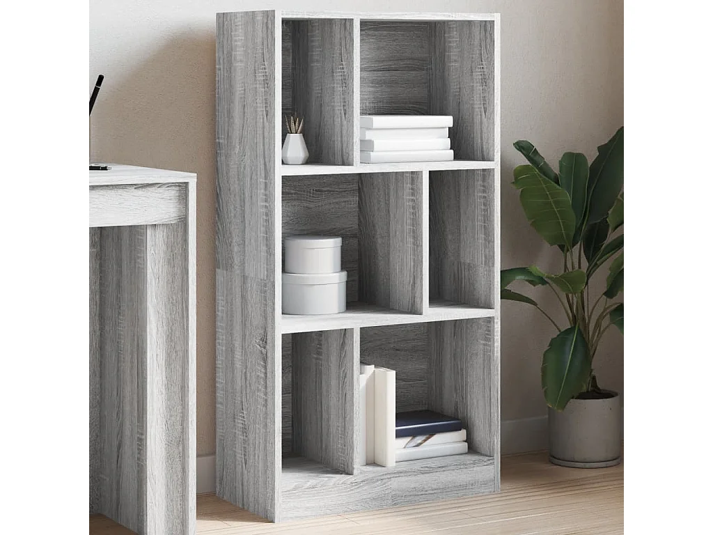 Biblioteca madera de ingeniería gris Sonoma 57x28,5x107,5 cm ES597784