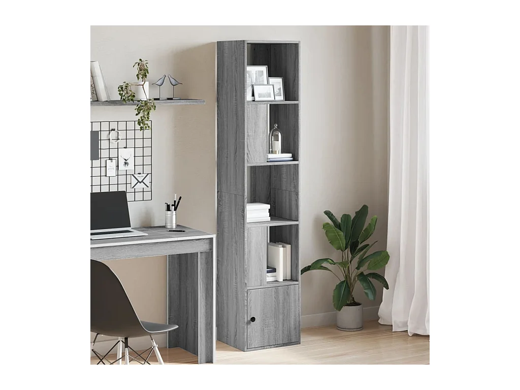 Biblioteca de madera de ingeniería gris Sonoma 40x36x189 cm ES905819