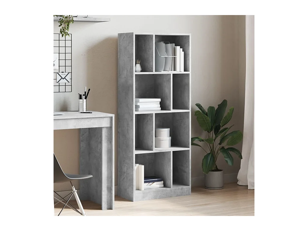 Biblioteca madera de ingeniería gris hormigón 57x28,5x141 cm ES265903