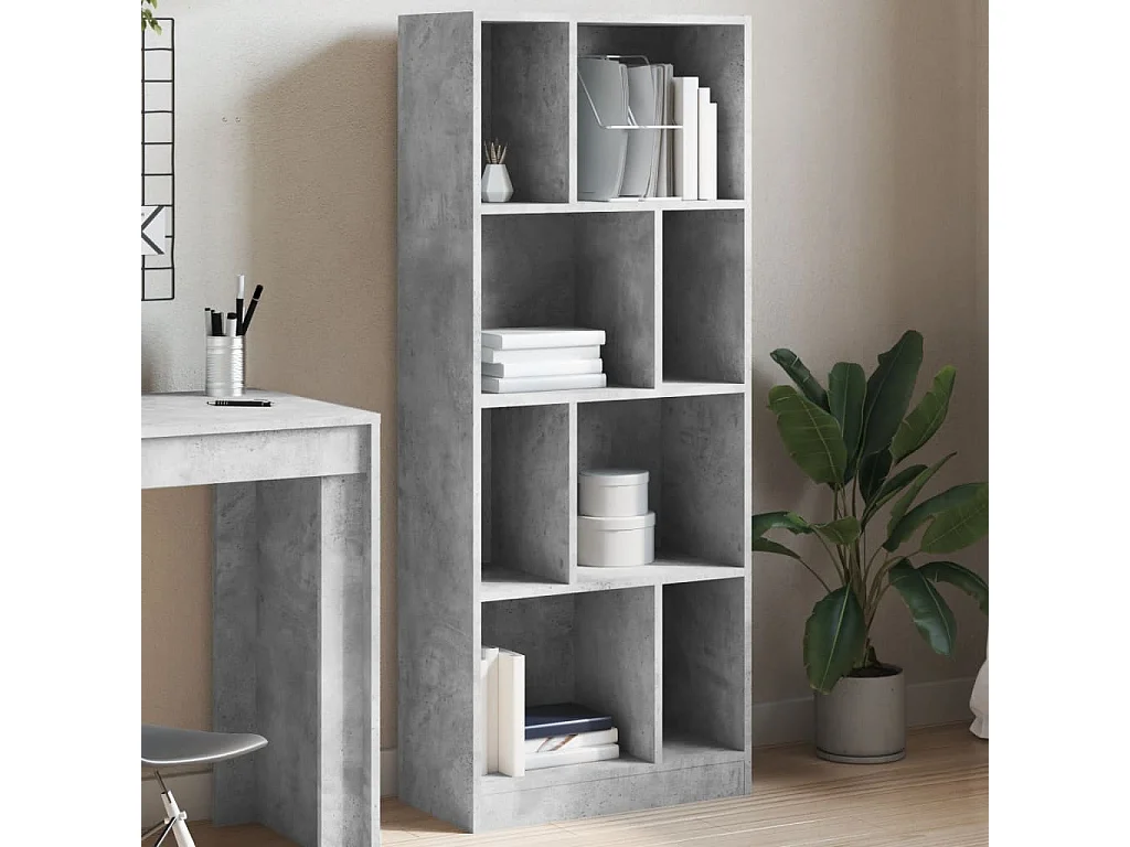 Bibliothèque gris béton 57x28,5x141 cm bois d'ingénierie FR451175